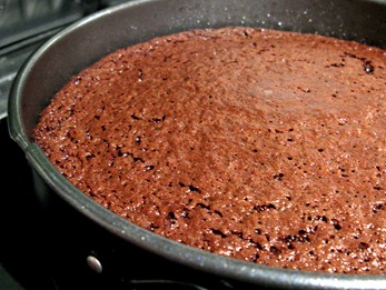 Cooked cake in tin